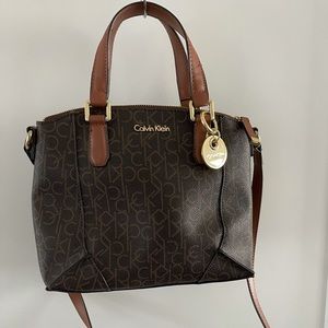 COPY - CALVIN KLEIN BROWN LOGO SATCHEL HANDBAG PURSE